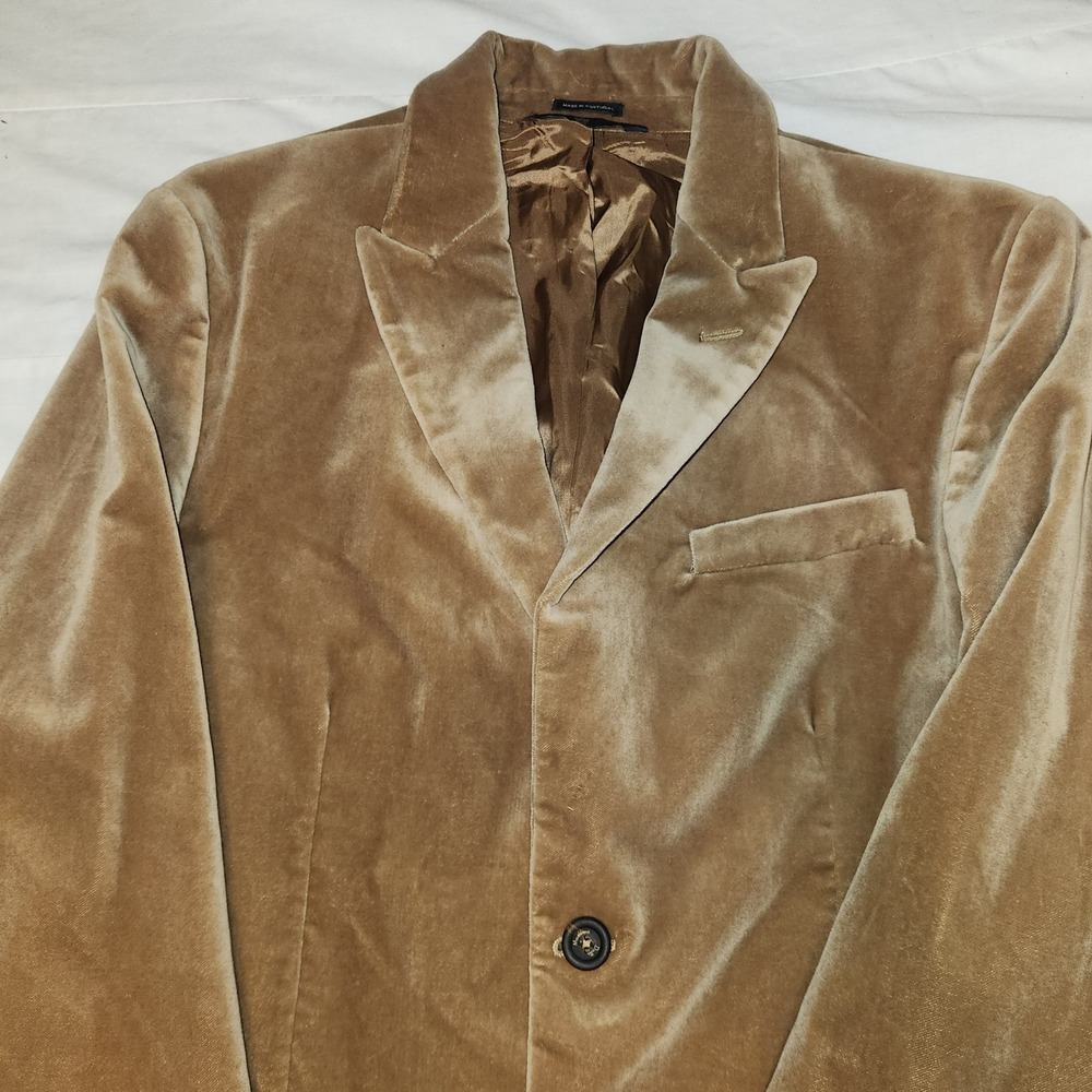 Massimo Dutti Mens Camel Tan Italian Velvet Blazer Jacket Size 42 USA